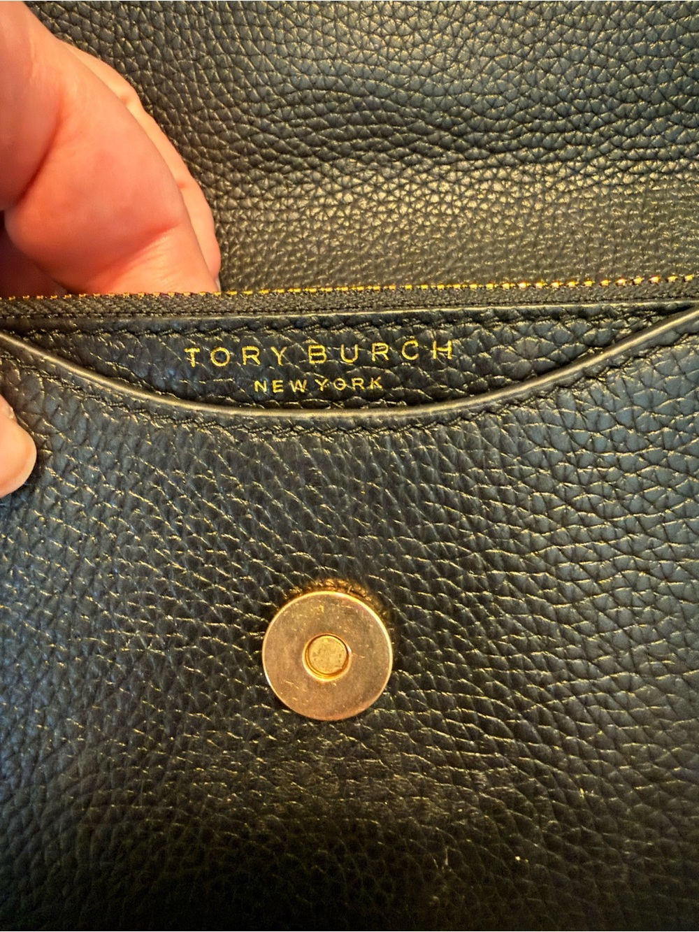 Tory Burch Black Leather Crossbody with Gold Logo and Chain - Picture 6 of 11